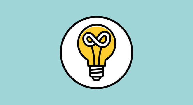 Illuminated Lightbulb with Infinity Symbol Inside.