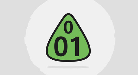 Green triangular symbol with numbers zero and one inside.