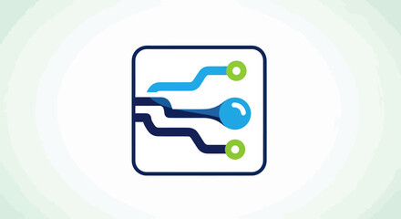 Abstract Technology Circuit Board Design with Blue and Green Accents.