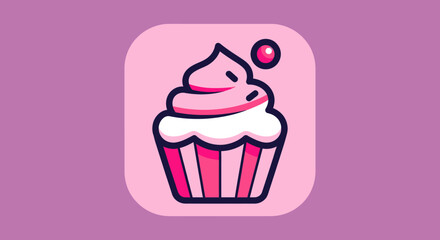 Delicious pink cupcake with frosting and a cherry on top perfect for a sweet treat.