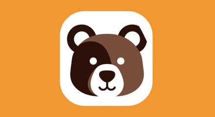 Cute cartoon bear head icon with two-tone face.