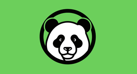 Graphic Illustration of a Stylized Panda Face Emblem.