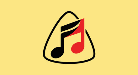 Musical Note Design Inside Triangle Shape.