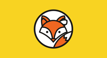 Stylized Fox Head in Circle: A Modern Animal Logo Design.