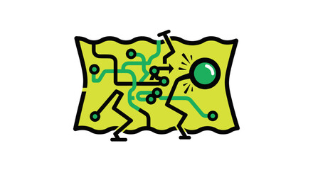 Circuit Board Exploration: Magnifying Glass Inspecting Electronic Pathways.