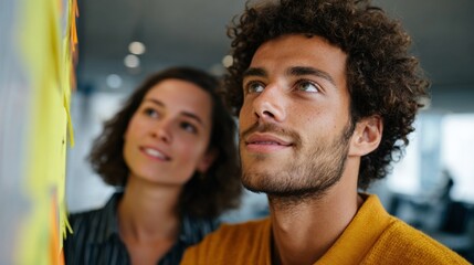 A happy couple posing for a picture in an office setting.