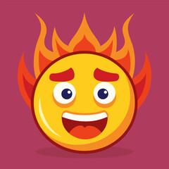 Hot smiley face emoji sweating dripping tongue out overheated summer heat emotion