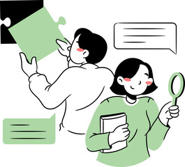 Illustrative Business Team Solving Puzzle