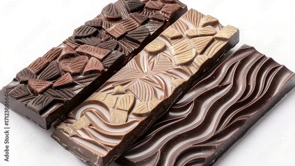 Poster three layers of chocolate stacked on top of each other, ideal for displaying or using in a presentat