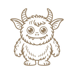 Cute happy furry monster. Cartoon character. Vector illustration. 