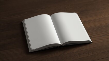 Fototapeta premium Blank open book on wood table background