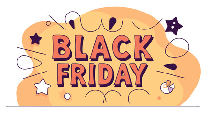Black Friday sale banner. Vector illustration in flat style. Isolated on white background.