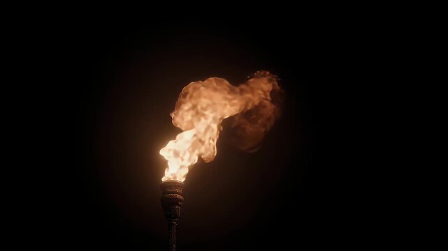 fire shape, wide torch flame flickering upward with natural variations and golden glow