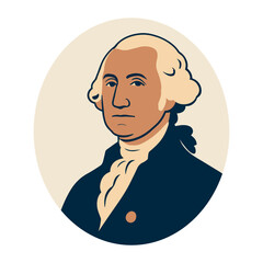 George Washington Vector Portrait Illustration. Minimalist historical illustration ideal for educational projects, patriotic designs, posters, infographics, and cultural materials.