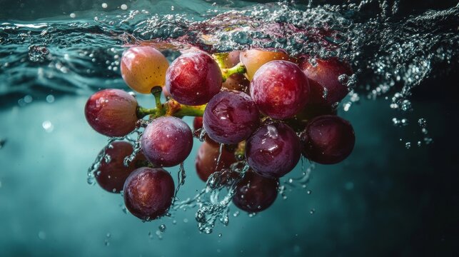 the splash and movement of the water as the wine enters it, highlighting the dynamic interaction