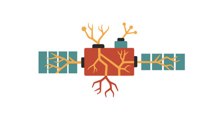 Obraz premium Illustration of a brain-like satellite system.