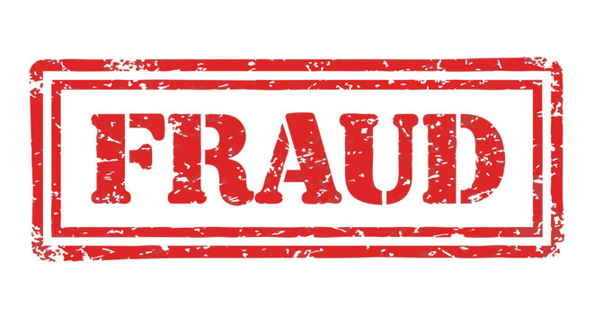 Red ink stamped word "FRAUD" on white background.