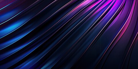 Abstract artwork featuring dynamic, curving lines in shades of deep blue, purple, and pink, creating a sense of depth and movement against a dark background