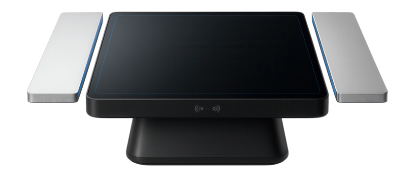 Modular touch table setup with detachable panels and wireless connectivity for flexible workspace arrangements