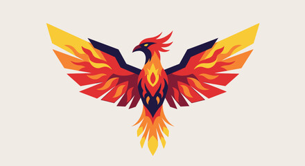 Majestic Phoenix Bird with Fiery Wings in Vibrant Colors.
