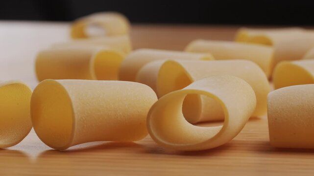Italian pasta Paccheri, Cannelloni type of pasta in the shape of a very large tube, originating from Campania