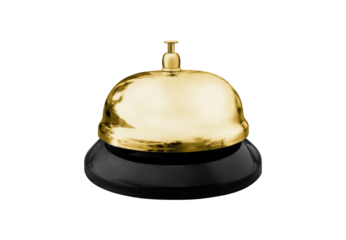 Golden concierge service Bell for calling staff isolated