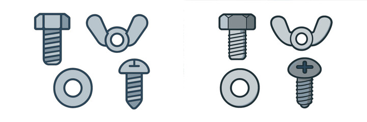 Variety of screws and fasteners displayed on a simple background in a clean layout