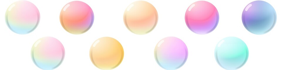 Set of round pastel gradient background vector, Isolated on white background