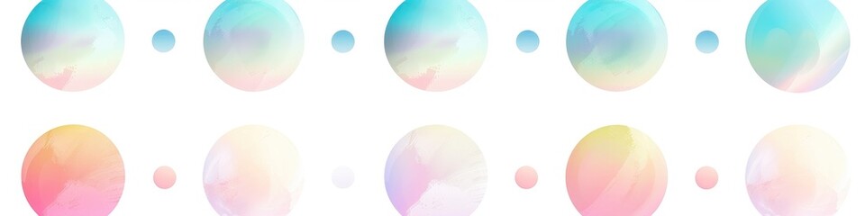Set of round pastel gradient background vector, Isolated on white background