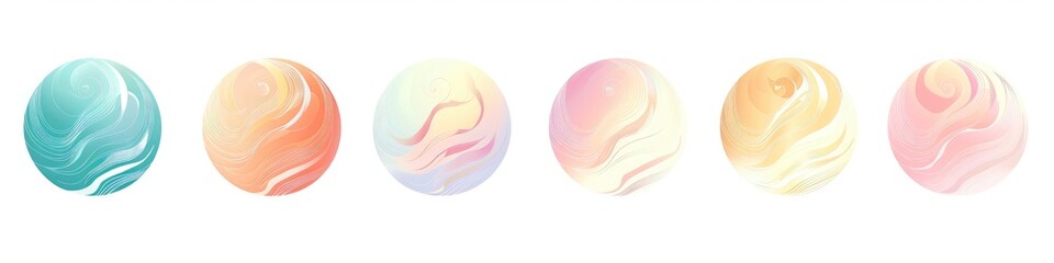 Set of round pastel gradient background vector, Isolated on white background