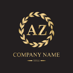 AZ logo initial letter luxury royal logo. template symbol. modern golden luxury logo. abstract monogram vector letter mark brand fashion. icon business monogram boutique font Clothing minimalist.