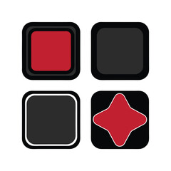  Black and red square and round badge vector collection, abstract geometric shapes, modern business marketing template, simple creative design elements, graphic illustration.