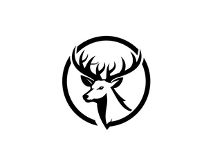 Simple black and white deer logo