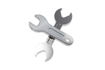 3d wrench tools icon. maintenance and repair concept. Minimal cartoon crossed metal spanners for mechanic workshop and DIY isolated on white background. 3d render.