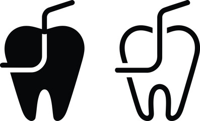 Dental Iconography Modern Visual Depiction of Dental Health Treatment Prevention Root Canal and Associated Dentistry Procedures Graphical Design Vector Illustration