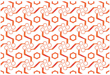 Orange Minimal Circuit Inspired Seamless Pattern