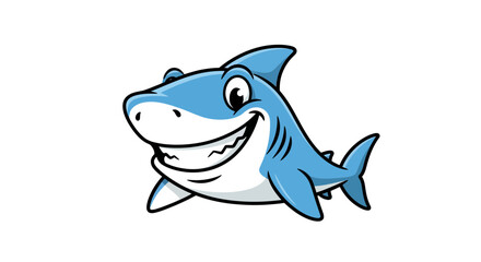Fototapeta premium Cartoon Shark Mascot Friendly Sea Creature with a Big Grin