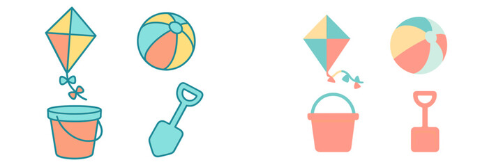 Fun summer activities with colorful beach toys and kites suitable for kids and outdoor play