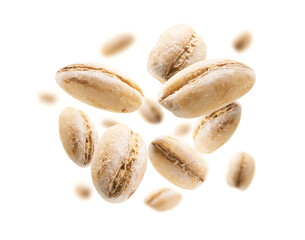 Pearl barley levitates on a white background