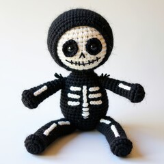 Little skeleton knitting with black yarn