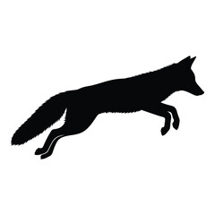 Silhouette of a fox mid-leap capturing dynamic animal movement and agility silhouette