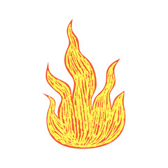 Scribble flame with texture. Fire with crayon texture. Vector illustration