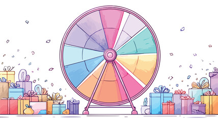 Colorful Spin Wheel with Various Prizes and Rewards for Exciting Offers Promotion