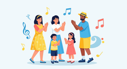 Fototapeta premium A Lively Family Celebrating Music and Rhythm While Expressing Joyful Applause
