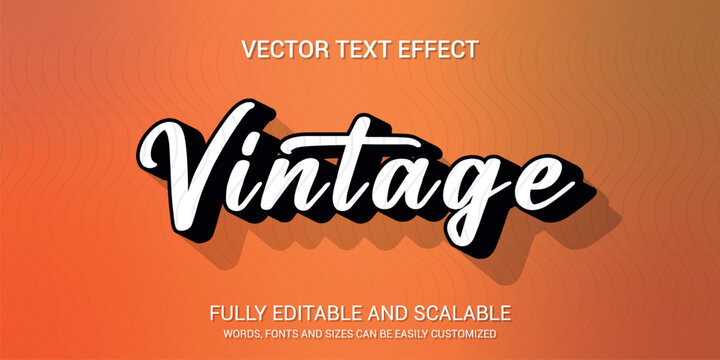 Vintage text effect fully editable vector