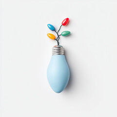Colorful light bulbs with wires creative arrangement white