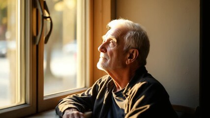 Elderly person contemplative window view - Powered by Adobe