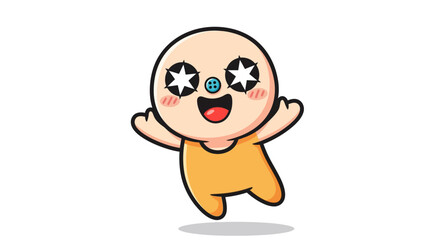 Obraz premium Excited Baby Character with Star Eyes and Open Arms in a Cheerful Illustration