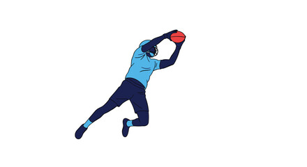 An American football player in a light blue jersey leaps to catch a football during a game.