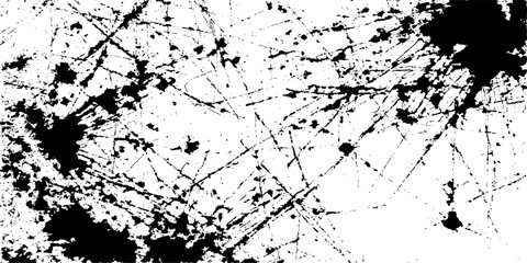 Obraz premium Abstract grungy black and white vintage paint splatter texture background with ink stains, drips, and a dirty border frame